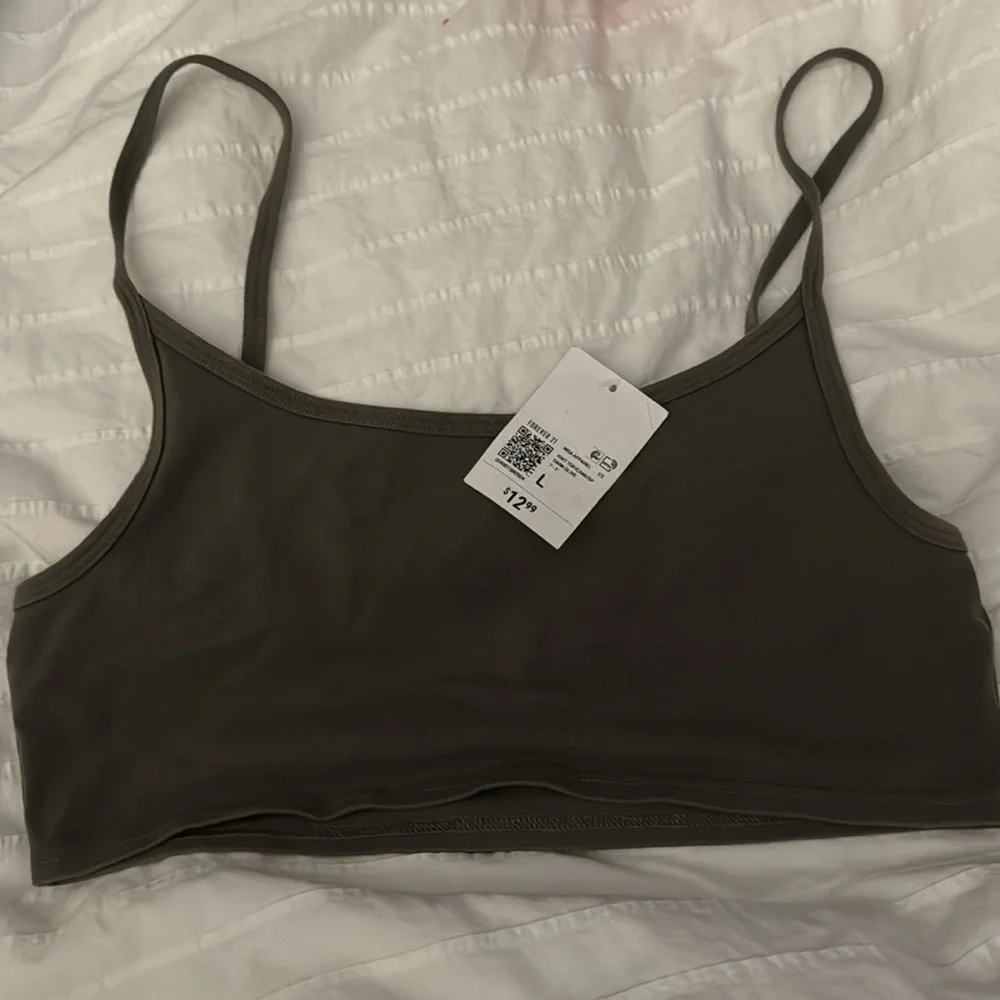 Crop Scoop Cami, L, Dark Olive Green - Picture 5 of 5